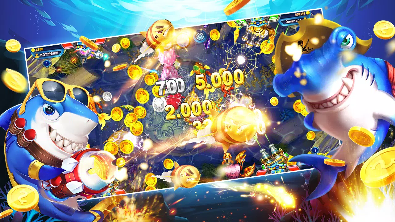 หน้าจอเกมยิงปลาธีมโลกใต้น้ำของ 68gth